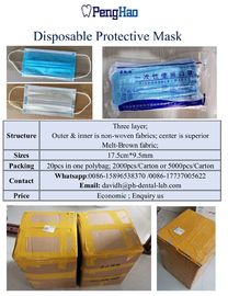 Fornisca la maschera di protezione protettiva eliminabile di 3 tessuti non tessuti di strato